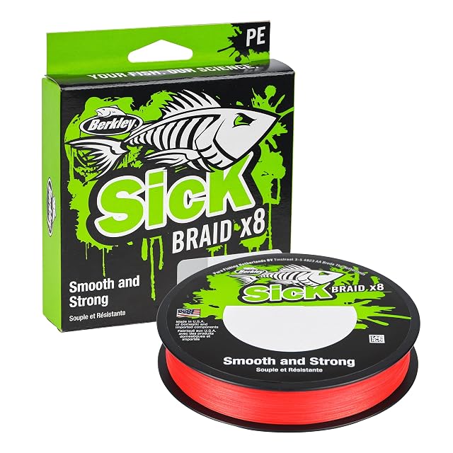 Trecciato da pesca Berkley Sick Braid rosso PE a otto capi