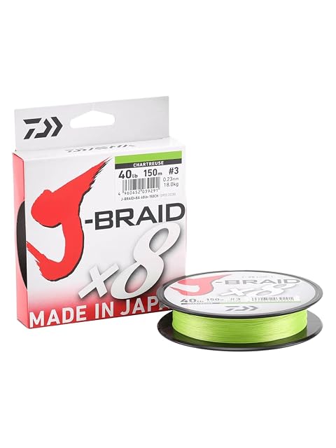Trecciato da pesca Daiwa J-Braid 8 chartreuse a otto capi, 300 m