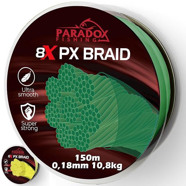 Trecciato Paradox Fishing 8X PX verde mimetico a otto capi, 150 m