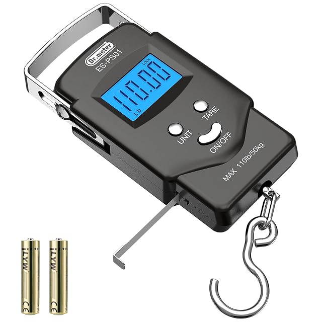 Bilancia digitale Dr.meter da 50 kg per pesca e bagagli con gancio