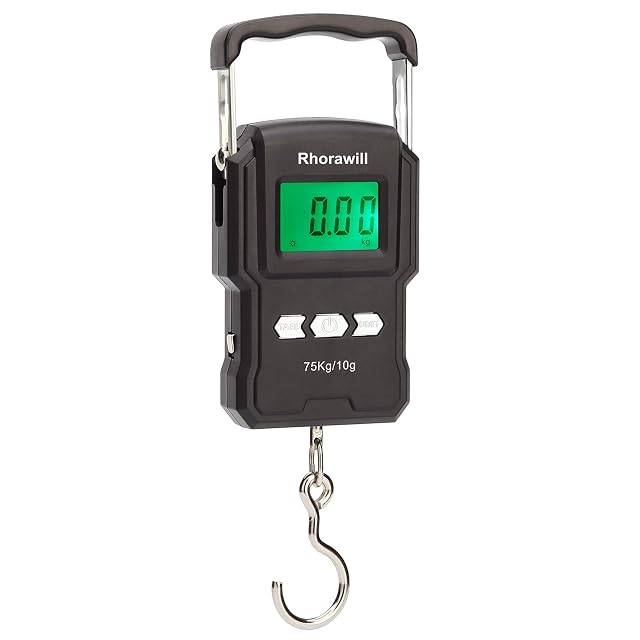 Bilancia da pesca digitale Rhorawill da 75 kg con display retroilluminato