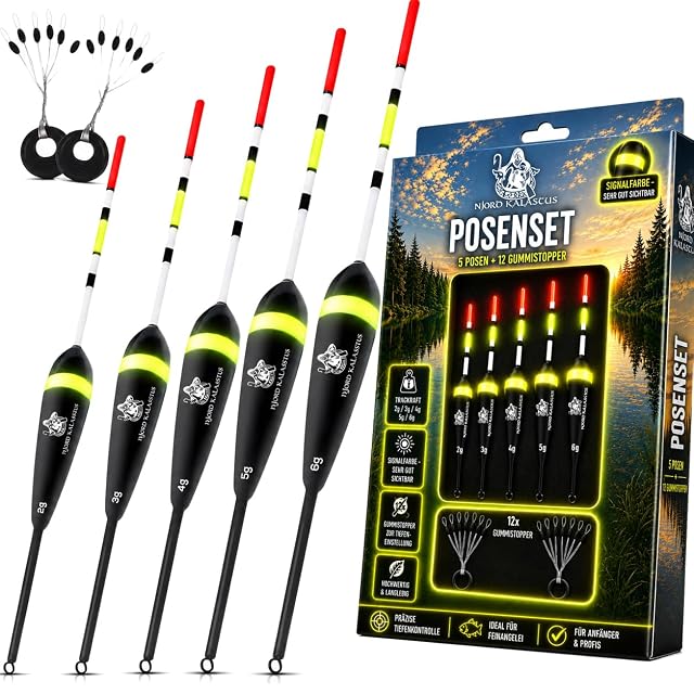 Set di cinque galleggianti Njord Kalastus con stopper di gomma