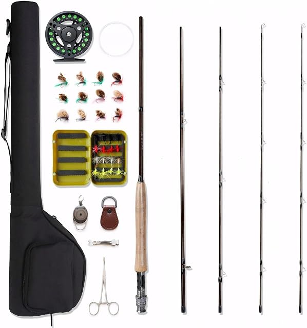 Set d’avvio NetAngler con canna da mosca in quattro pezzi, mulinello e set di mosche
