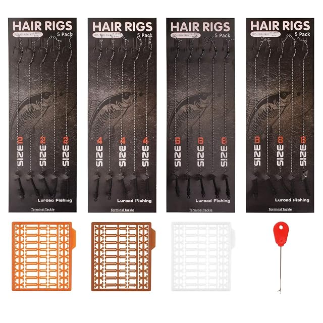 Hair rig da carpa legati a mano Luroad con stopper per boilie in quattro misure d’amo