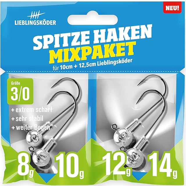 Confezione mista di quattro testine piombate 3/0 Lieblingsköder