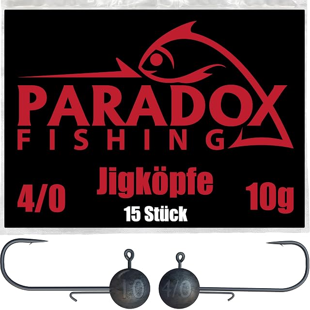 Set di 15 testine piombate 4/0 Paradox Fishing, tutte da 10 grammi