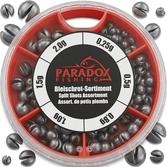Scatola dosatrice di piombini spaccati Paradox Fishing, da 0,25 a 2,0 g