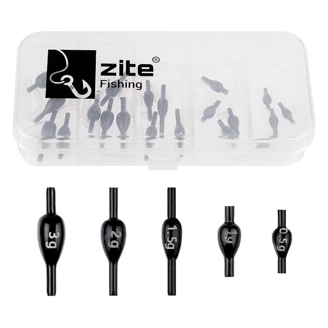 Piombi neri da trota Zite Fishing Fix Drops con inserti di silicone