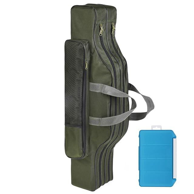 Borsa per canne da pesca pieghevole a tre strati Relaxyee con cassetta portaminuterie