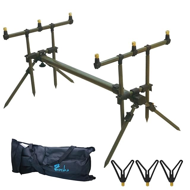 Rod pod Croch Master Deluxe in alluminio verde con appoggi e borsa