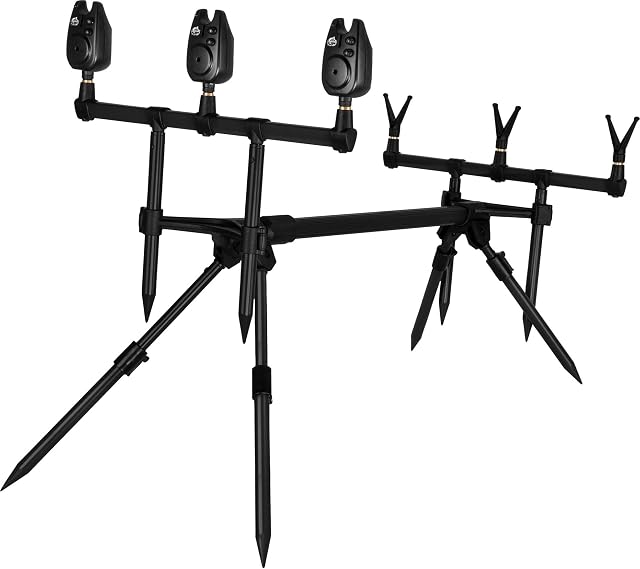 Rod pod normani in alluminio con tre segnalatori d’abboccata e appoggi a V