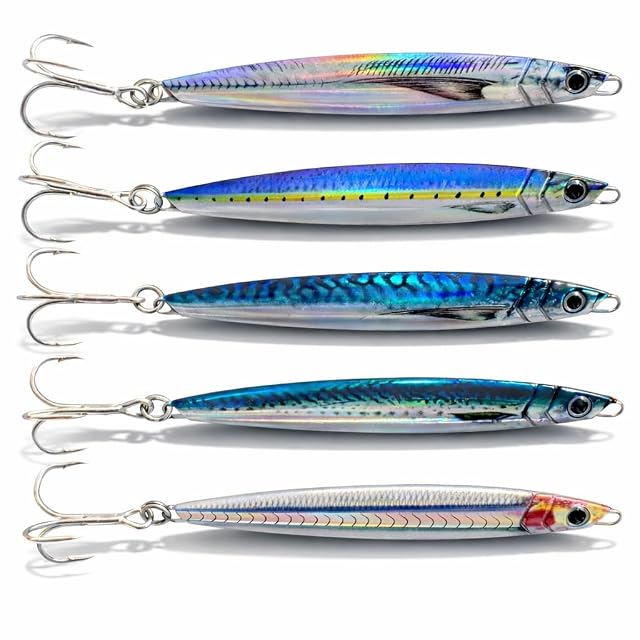 Costa Marina cinque jig da riva in metallo da 40 g con finitura olografica