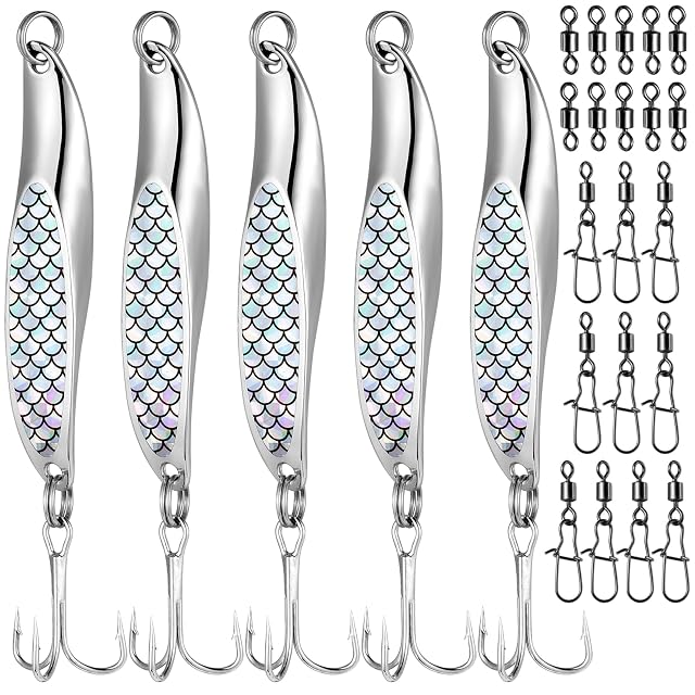 Realure cinque jig da lancio in metallo da 21 g con girelle e moschettoni