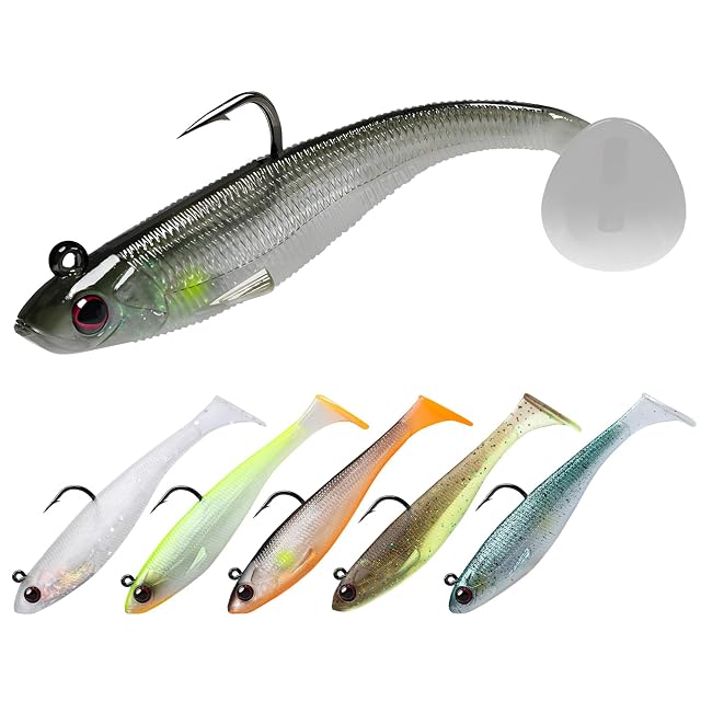 Set di artificiali morbidi paddle tail TRUSCEND da 2.8 pollici con testine piombate