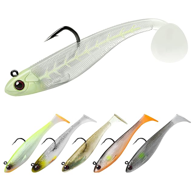Artificiale morbido paddle tail TRUSCEND montato su testina piombata con amo BKK