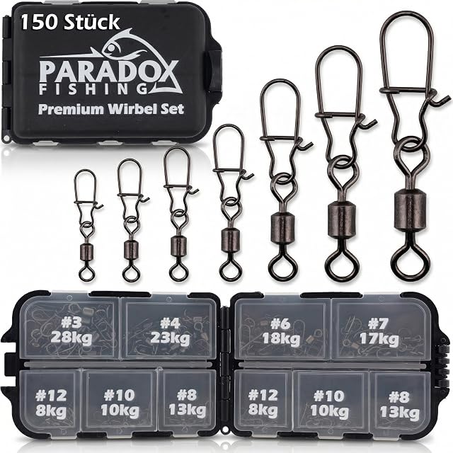 Set di 150 girelle Duo-Lock Paradox Fishing con scatola