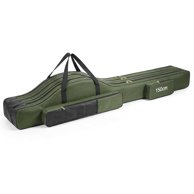 Borsa per canne da pesca verde Axrye da 150 cm a tre comparti