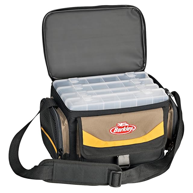 Borsa portaminuterie Berkley System Bag in rosso, grigio e nero con quattro scatole