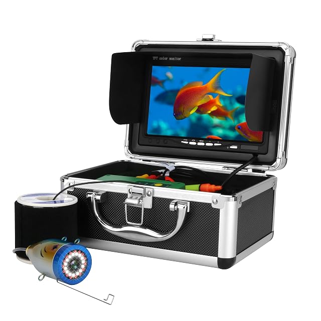 Telecamera da pesca subacquea MOUNTAINONE da 7 pollici con monitor e valigetta da trasporto