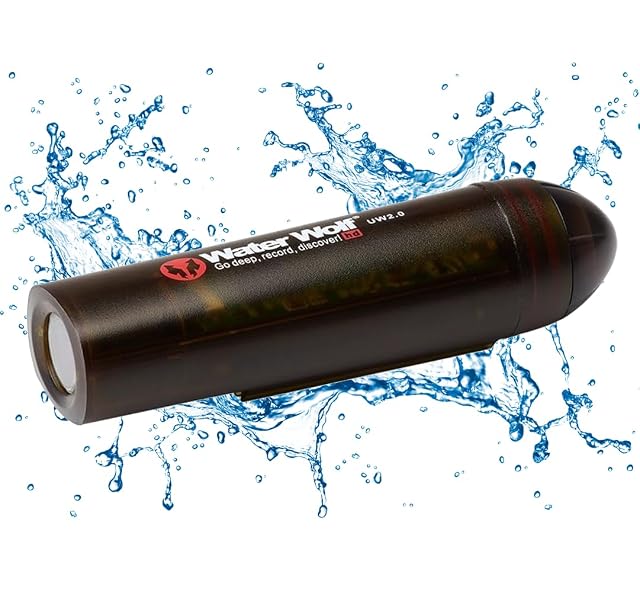 Telecamera d’azione subacquea Water Wolf 2.0 WiFi per la pesca con kit di accessori
