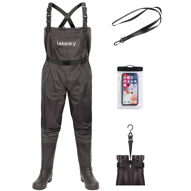 Waders Lekesky marroni in nylon PVC a due strati, EU 45